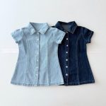 【80-130cm】ワンピース 女の子 ボタン デニム 折り襟 - 画像 (2)