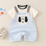【66-90cm】セットアップ ベビー 可愛い ドッグ サロペット&シャツ - 画像 (5)