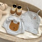 【66-110cm】セットアップ ベビー クマ刺繍 キャミソール - 画像 (7)