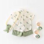 【73-100cm】セットアップ グリーン恐竜 Ｔシャツ＆パンツ - 画像 (4)