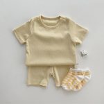 【73-100cm】Tシャツ＆ショートパンツセット ベビー 柔らかなリブ素材 - 画像 (6)