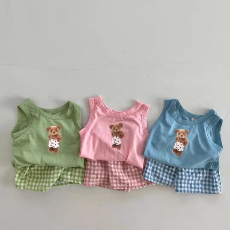 e1839796ea53cd5c67c2a247df14041a.jpg 【73-110cm】セットアップ ベビー 熊 プリント - 画像 (1)