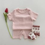 【73-100cm】Tシャツ＆ショートパンツセット ベビー 柔らかなリブ素材 - 画像 (4)