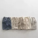 【73-100cm】パンツ ベビー 韓国風 七分丈 ストライプORシンプル - 画像 (2)