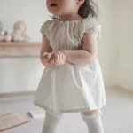 【73-100cm】ワンピース ベビー パフスリーブ ドット - 画像 (2)