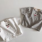 【73-100cm】半袖Tシャツ ベビー ボーダー柄 大きい目デザイン