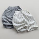 【80-130cm】ワイドパンツ キッズ服 薄手 通気性 ストライプ - 画像 (2)
