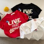 【90-150cm】半袖Tシャツ キッズ服 パッチワーク ロゴプリント - 画像 (11)
