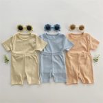 【73-100cm】Tシャツ＆ショートパンツセット ベビー 柔らかなリブ素材 - 画像 (7)