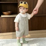 【73-120cm】Tシャツ or サロペット ベビー シンプル ストライプ