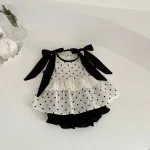【73-100cm】セットアップ or ワンピース ベビー リボンドット - 画像 (7)
