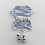 【73-120cm】Tシャツシ＆ョートパンツ ベビー カジュアル ボーダー柄 - 画像 (6)