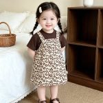 【73-120cm】サロペワンピース ヒョウ柄 可愛い 女の子