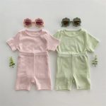 【73-100cm】Tシャツ＆ショートパンツセット ベビー 柔らかなリブ素材 - 画像 (8)