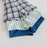 【80-120cm】ショートパンツ 男の子 韓国風 ストライプorチェク サロペット - 画像 (22)