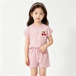 【90-130cm】セットアップ 女の子 チェリー ボーダー