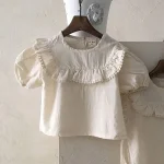 【66-90cm】ロンパースorトップス ベビー 韓国風 フリル襟 - 画像 (9)