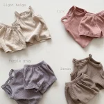【73-100cm】セットアップ ベビー 韓国風 キャミワッフル - 画像 (2)