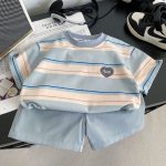 【80-120cm】セットアップ ベビー服 男の子 半袖 Tシャツ+ショートパンツ - 画像 (4)