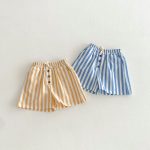 【73-120cm】ショートパンツ ベビー ストライプ ポケット付き