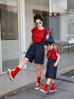 【90-140cm+親サイズ】セットアップ お揃い ペアルック ドット柄 おしゃれ
