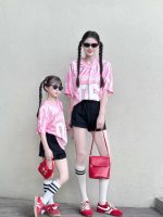 【90-140cm+親サイズ】半袖Ｔシャツ/ショートパンツ 親子ペア スポーティ カジュアル - 画像 (3)