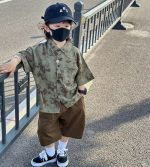 【80-150cm+親サイズ】シャツorショートパンツ 親子ペア 花柄 レトロ - 画像 (6)