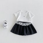 【73-100cm】セットアップ ベビー レース切り替え ドット柄 - 画像 (2)