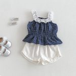 【73-100cm】トップスorスカート ベビー キャミソール チェック柄 - 画像 (2)