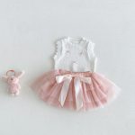 【73-100cm】ベストorスカート ベビー リボン付き チュール - 画像 (2)