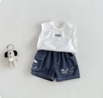 【73-100cm】トップスorショートパンツ ベビー カートゥーン シンプル - 画像 (2)
