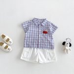 【73-100cm】トップスorショートパンツ ベビー チェック柄 薄手
