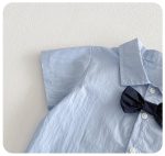 【73-100cm】セットアップ ベビー リボン付き シャツ&オーバーオール - 画像 (9)