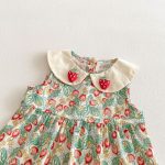 【80-130cm】ワンピース 女の子 折り襟 イチゴ - 画像 (9)