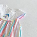 【80-130cm】ワンピース 女の子 ストライプ 刺繍 ノースリープ - 画像 (9)