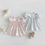 【80-130cm】ワンピース 女の子 リボン付き チェック柄 - 画像 (2)