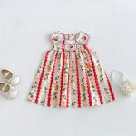【80-130cm】ワンピース 女の子 刺繍 ウサギ ノースリープ