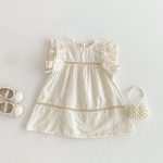 【80-130cm】ワンピース 女の子 透かし フリルスリーブ - 画像 (9)
