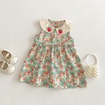 【80-130cm】ワンピース 女の子 折り襟 イチゴ
