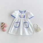 【80-130cm】ワンピース 女の子 アップリケ カートゥーン