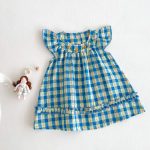 【80-130cm】ワンピース 女の子 チェック柄 フリルスリーブ - 画像 (3)