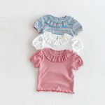 【80-130cm】半袖Ｔシャツ 女の子 折り襟 合わせやすい - 画像 (4)