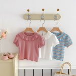 【80-130cm】半袖Ｔシャツ 女の子 折り襟 合わせやすい - 画像 (7)
