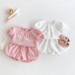 【80-130cm】セットアップ 女の子 リボン付き スウィート